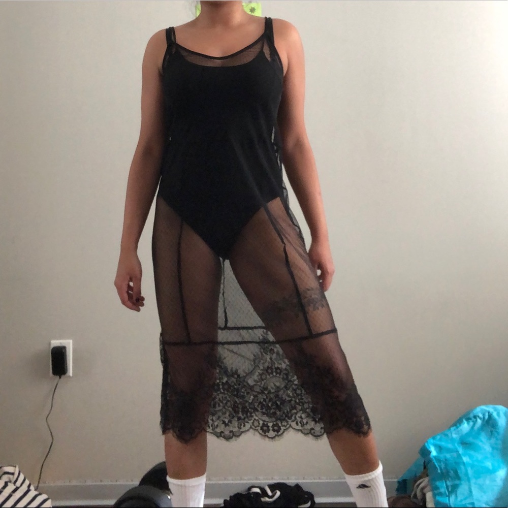H&M Coachella collection mesh dress with bodysuit